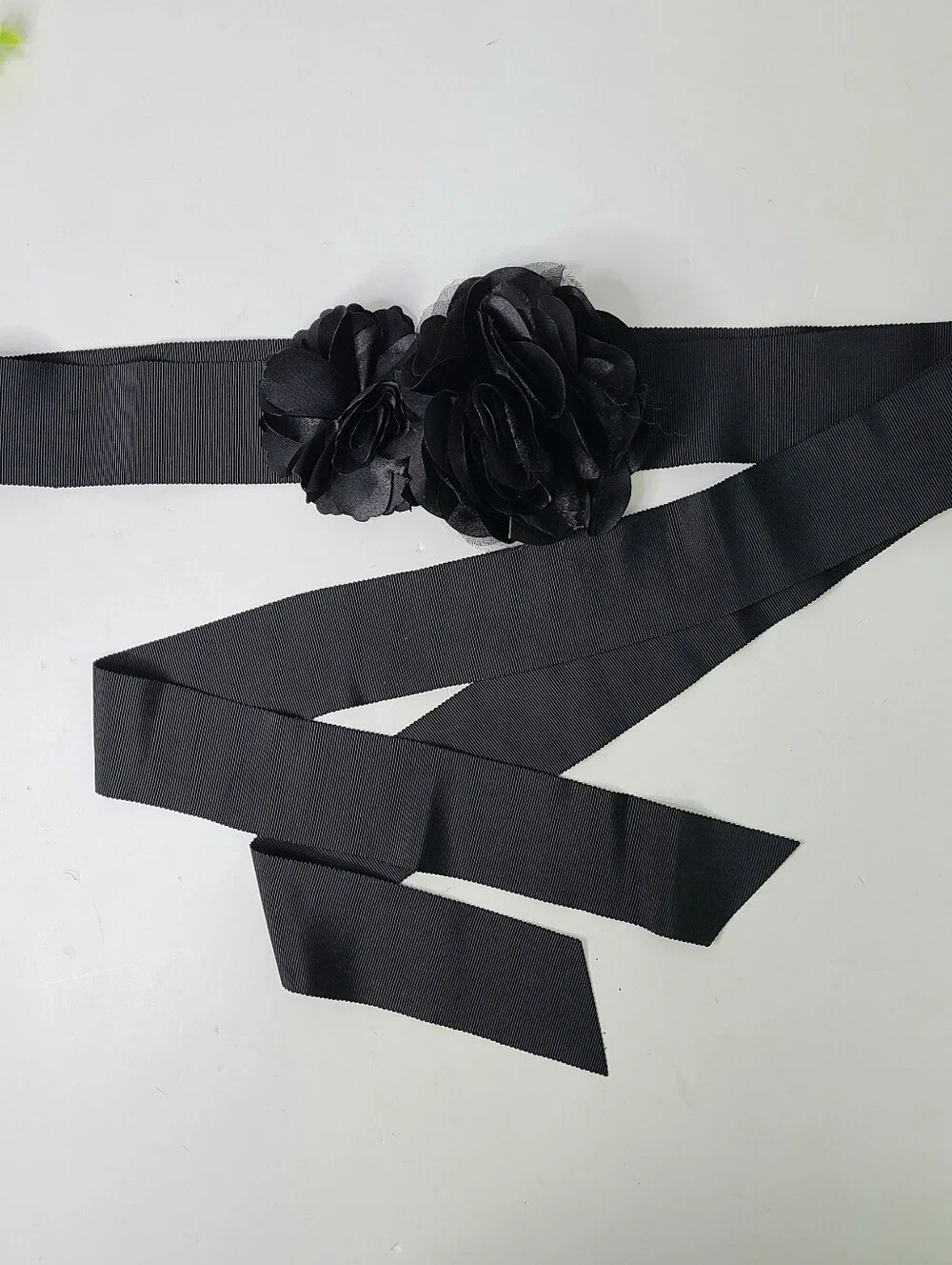 White House Black Market Floral Ribbon Wrap Belt